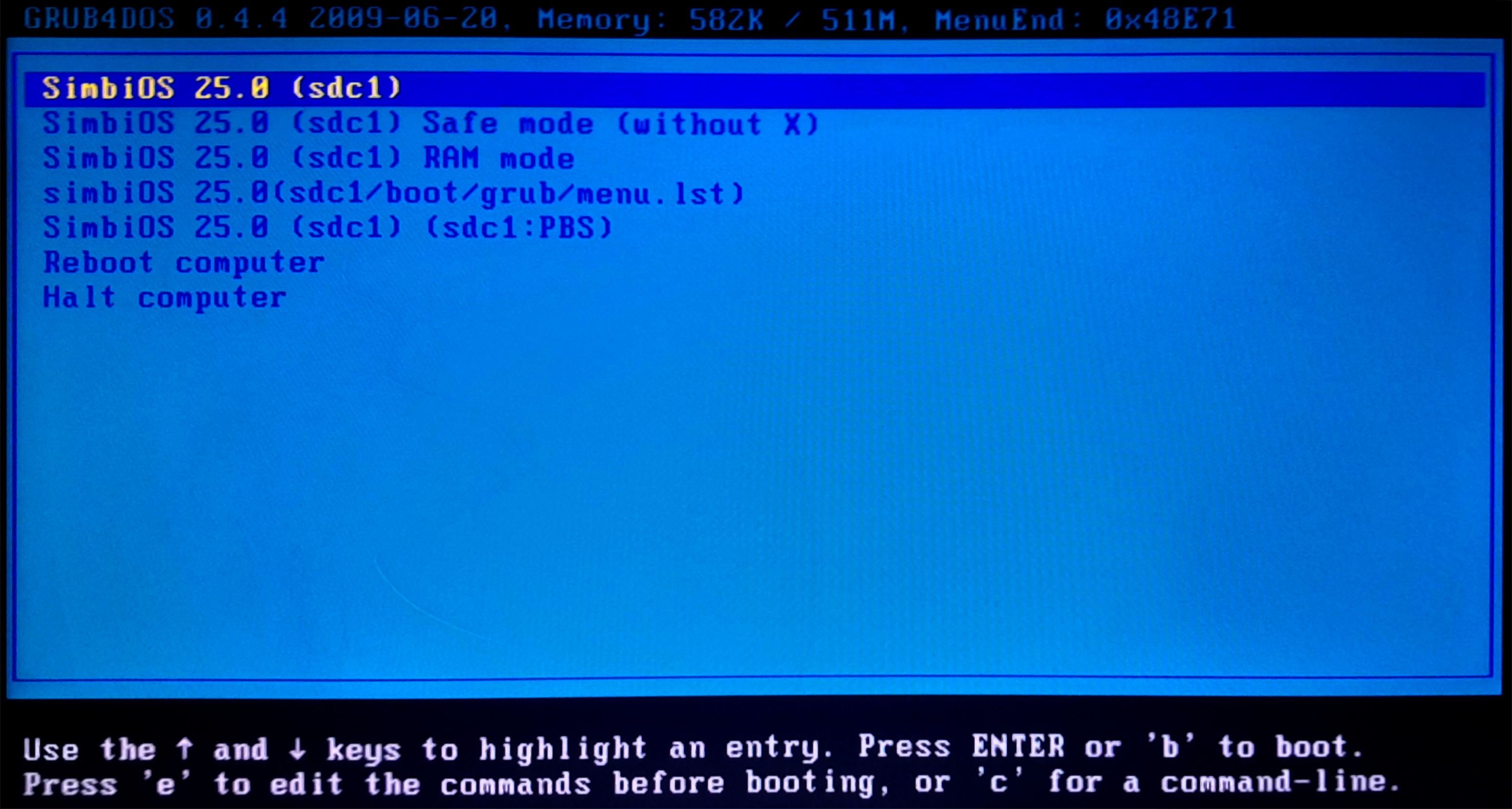 grub4dos menu